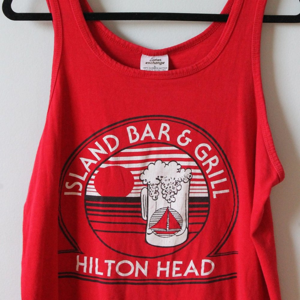 80s Vintage Island Bar & Grill Hilton Head South Carolina Tank L - Cotton Exchan